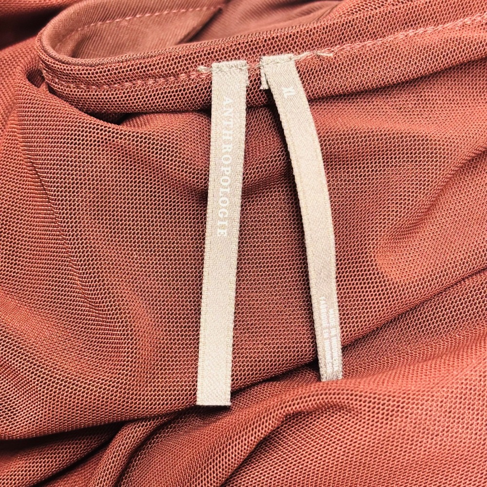 Anthropologie Ruched Cowl Neck Sleeveless Modal Dress Burgundy Rust XL OB2210389 - Picture 5 of 7